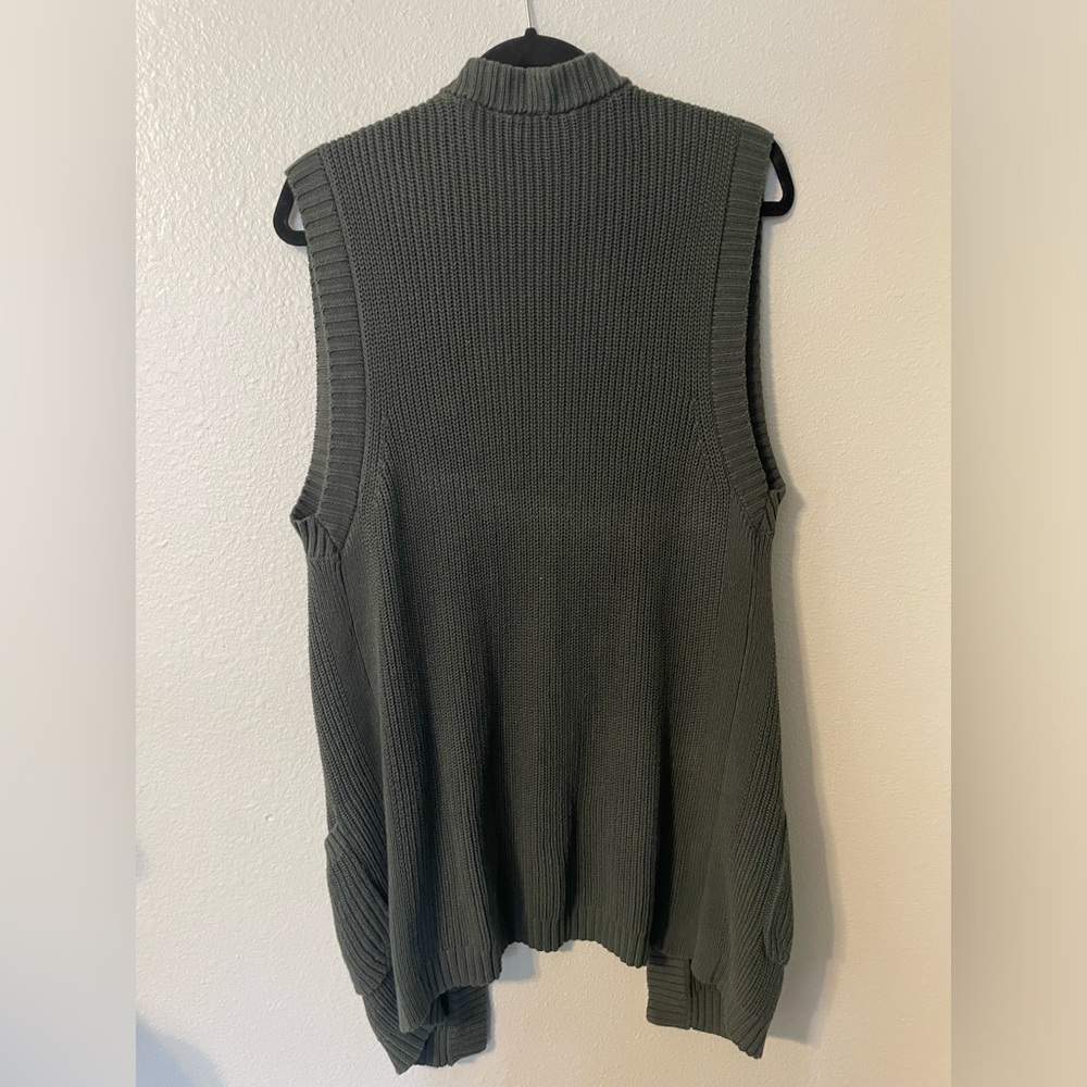 LOFT Dark Green Women's long line Cardigan Vest Medium - Picture 4 of 5